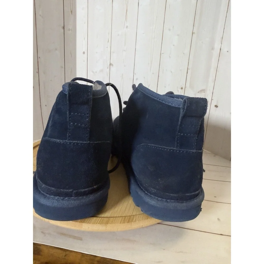 UGG Neumel Boots Mens Size 9 Blue Suede Shearling Chukka Ankle Lace Up